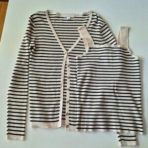 Black and White Stripe Matching Sweater Set